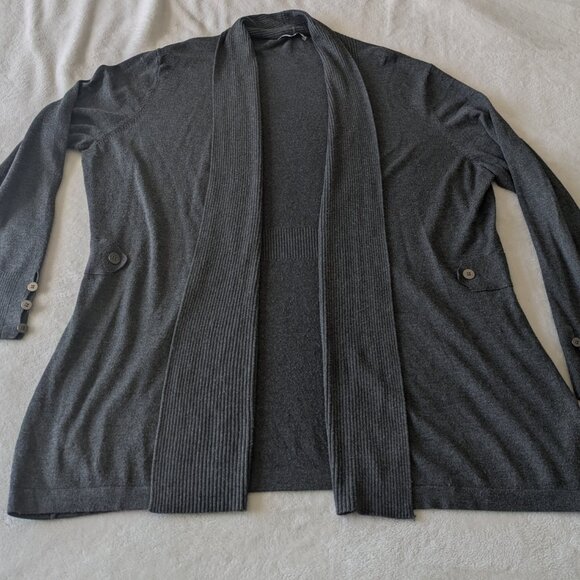 Charcoal Grey Women's Fine Knit Cardigan - Picture 1 of 9